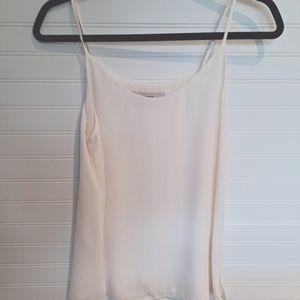 Loft V Neck Cami Blouse Top XSM Double Fabric Staple Piece Beige career layer up